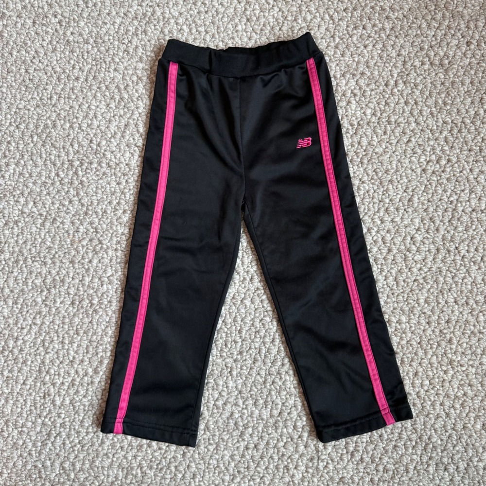New Balance‎ Kids Girls Black Pink Track Pants Athletic Joggers Size 2T